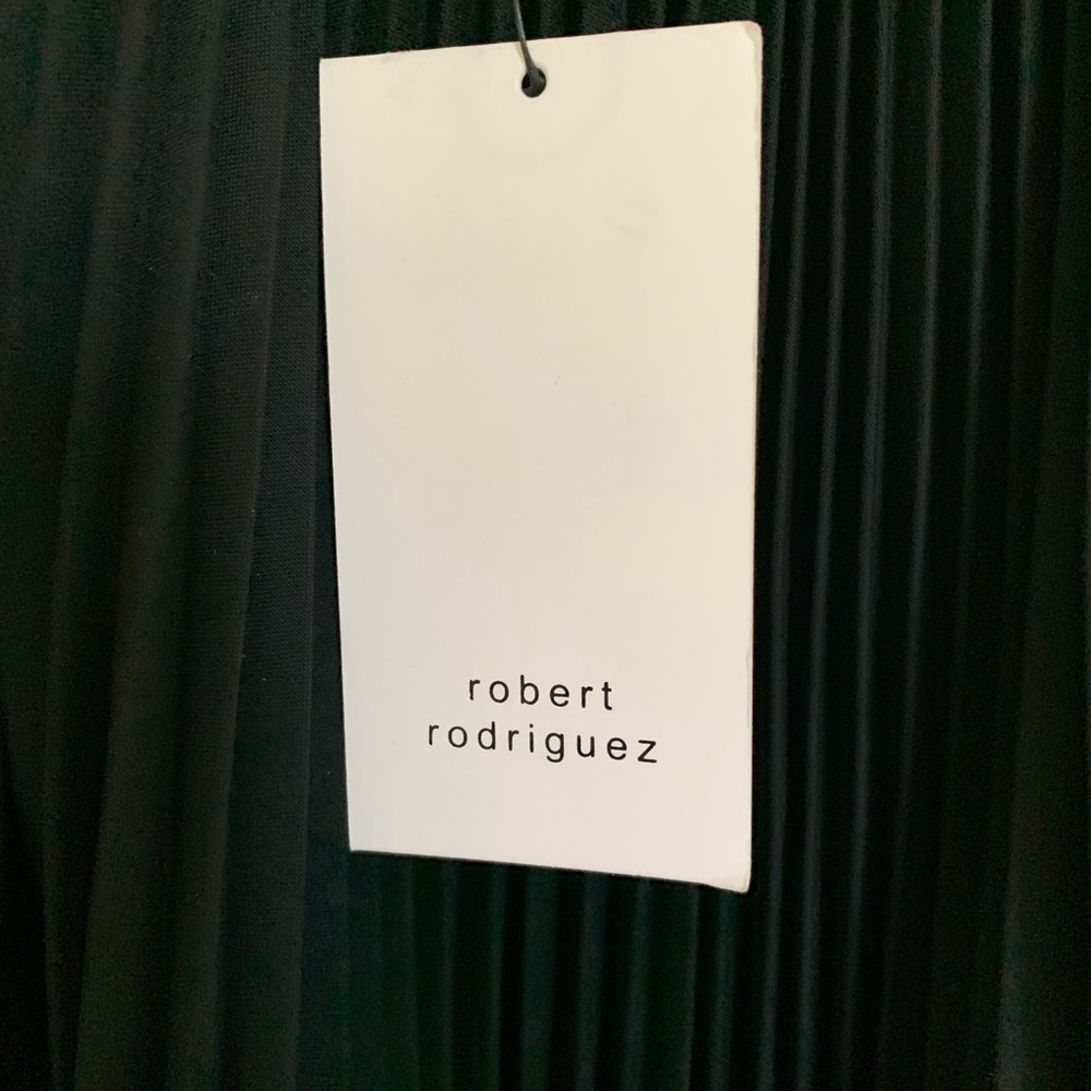 NWT Robert Rodriguez: Designer Black Pleated Skirt, White Lace, Midi Length 8 - Picture 3 of 10